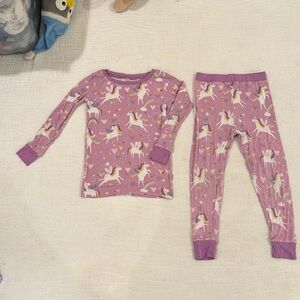 Little Sleepies Sz 2T Unicorn purple 2-piece bamboo pajama set Good Condition.